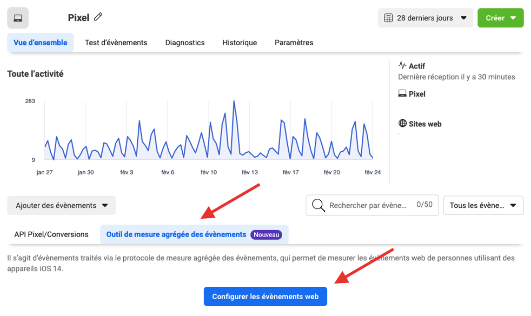configurer evenements web